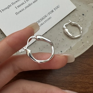 925 Sterling Silver Irregular Liquid Metal Hoop Earrings Minimalist Fluid Geometric Design Fashion Jewelry For Women Gift