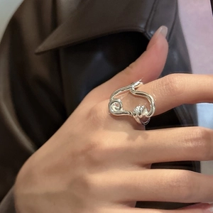 Minimalist S925 sterling silver irregular twisted knot ring for women fashion jewelry