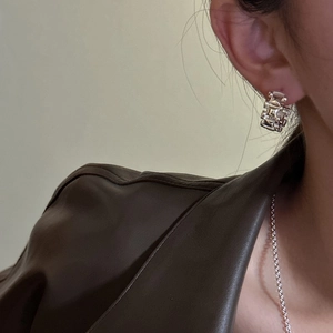 Boucles d'oreilles créoles S925 en argent sterling style bracelet montre