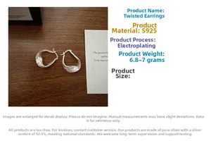 Detailed view of S925 sterling silver twisted hoop earrings with textured matte finish
