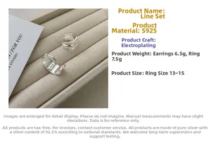 Detailed specs of S925 sterling silver matte earrings and ring set with plating finish