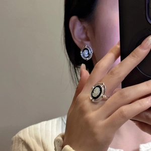 Bague portrait camée vintage en argent sterling S925 avec design rétro pour femmes