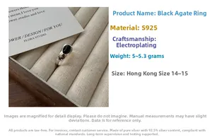 Detailed view of S925 silver ring featuring oval black onyx and weight specifications