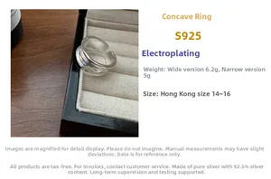 Detail of S925 sterling silver concave ring showing unique textured finish and silver luster