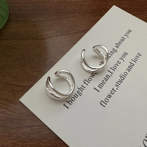 Minimalist S925 sterling silver double layer crisscross ear cuffs on a white card
