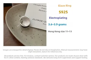 Detail view of S925 sterling silver ring featuring black drip glaze and textured finish