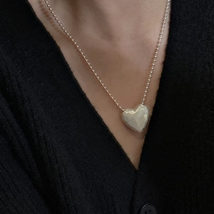 Handcrafted hammered heart pendant on a S925 sterling silver bead chain necklace