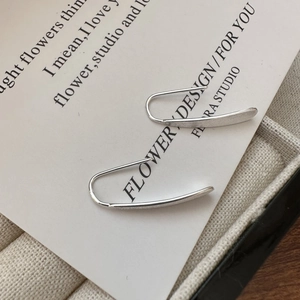 S925 sterling silver minimalist brushed metal drop earrings for a sleek modern look
