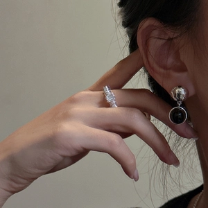 Ensemble de bijoux en argent S925 avec bague en diamant et boucles d'oreilles en agate