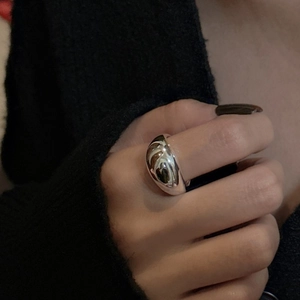 Minimalist polished S925 sterling silver dome ring with adjustable open band for women