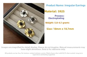 Detailed specs of S925 sterling silver irregular earrings with dimensions and weight info