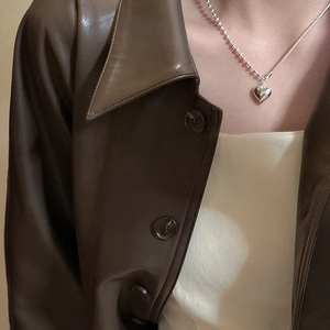 Minimalist S925 sterling silver heart pendant necklace on a delicate silver ball chain