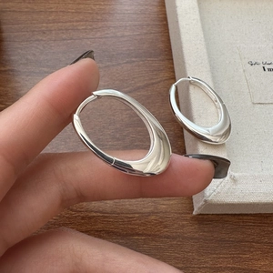 S925 Sterling Silver Oval Hoop Earrings Minimalist Geometric High Polish Ear Buckle Fashion Jewelry For Women Gift