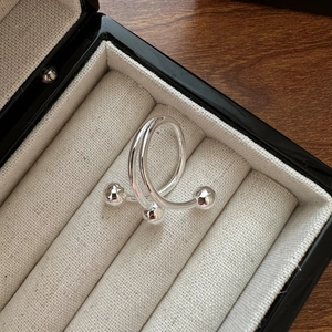 Bague minimaliste en argent sterling S925 à trois fils entrelacés avec billes polies