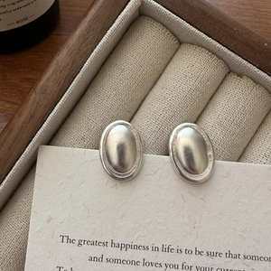 Boucles d'oreilles ovales en argent S925 avec centre mat et bordures polies pour femme