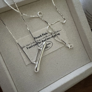 925 Sterling Silver Long Sweater Chain Necklace For Women Minimalist Liquid Metal Linear Pendant Elegant Jewelry Gift