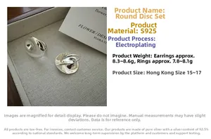 Macro view of mirror polished S925 sterling silver geometric ring and earrings set