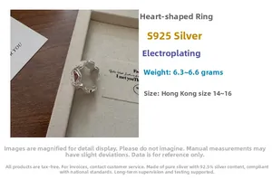 Macro detail of S925 sterling silver ring with heart shape inlay and textured finish