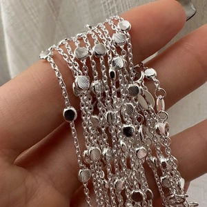 925 Sterling Silver Italian Round Bead Necklace Minimalist Textured Disc Clavicle Chain For Women Fashion Jewelry Gift