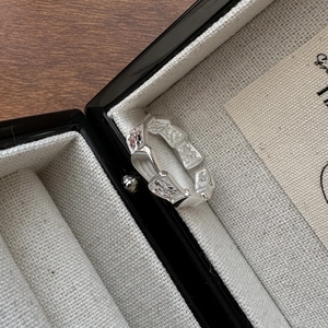 S925 Sterling Silver Scale Texture Ring For Women Korean Minimalist Irregular Hammered Adjustable Opening Finger Ring Fashion Jewelry