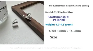 Detailed view of S925 sterling silver rhombic hoop earrings with size 16mm x 15.8mm