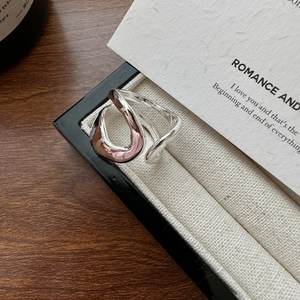 Minimalist S925 sterling silver double-layer irregular wave open ring on jewelry box