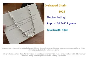 Détails du collier en argent sterling S925 avec pendentif carré et chaîne O de 44cm