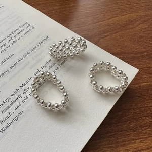 925 Sterling Silver Woven Bead Watchband Style Open Ring Set Niche Design Adjustable Finger Ring Korean Fashion Jewelry For Women