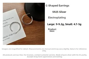 Detailed comparison of S925 sterling silver hoop earrings in large and small sizes