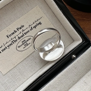 Minimalist S925 sterling silver ring with matte frosted texture in a jewelry gift box