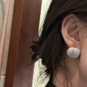 S925 sterling silver beaded textured stud earrings with a vintage chic metallic finish