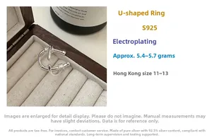 Macro shot of S925 sterling silver U-shaped ring displayed in a velvet jewelry box
