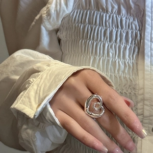 925 Sterlingsilber Abstrakte Herz Spirale Offener Ring Für Damen Minimalistisch Koreanischer Stil Galvanisiert Verstellbar Mode Schmuck Geschenk