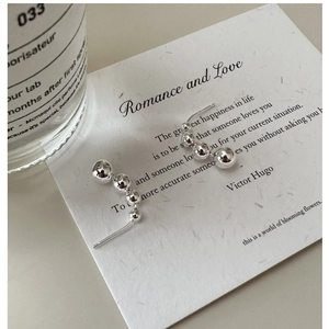 Detail of 925 sterling silver gradient bead earrings on romantic stationery card