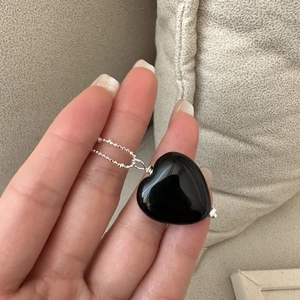 S925 Sterling Silver Black Agate Heart Necklace Korean Niche Design Minimalist Clavicle Chain Jewelry For Women Anniversary Gift