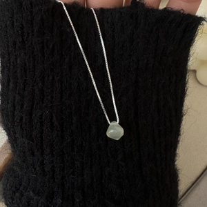 S925 Sterling Silver Natural Stone Pendant Necklace Korean Niche Design Irregular Light Green Stone Choker Jewelry For Women