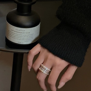 Bague multicouche en argent S925 avec texture de corde torsadée en spirale pour femme