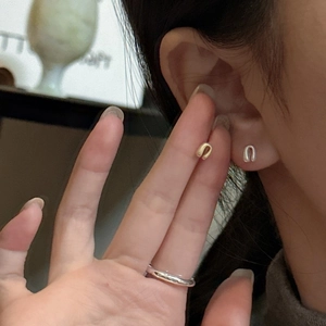 Boucles d'oreilles minimalistes en argent S925 en forme de U, finitions or et argent