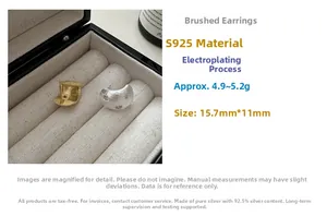 Macro detail of S925 sterling silver star earrings with brushed texture finish