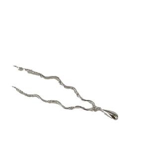 Collier minimaliste en argent sterling S925 avec maillons ondulés et pendentif goutte d'eau