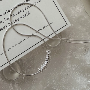 925 Sterling Silver Minimalist Snake Chain Necklace With Multi Ring Pendant For Women Geometric Clavicle Chain Jewelry Gift