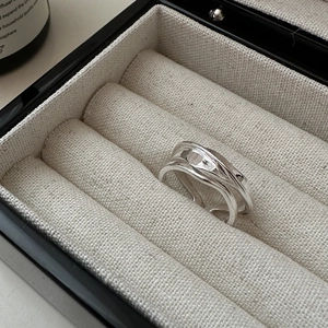 S925 Sterling Silver Irregular Wave Multi-layer Open Ring For Women Minimalist Adjustable Intertwined Line Finger Ring Jewelry
