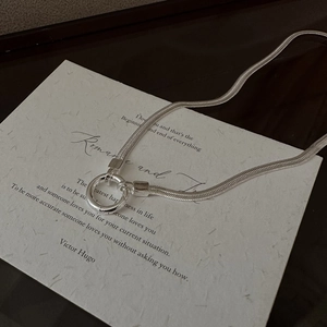 Minimalist S925 sterling silver snake bone necklace with a round spring clasp