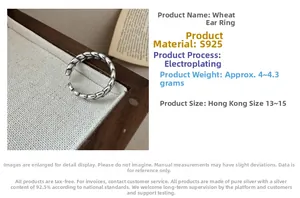 Detailed macro view of S925 sterling silver ring with ear of wheat braided texture