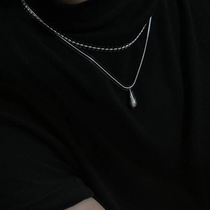 Minimalist S925 sterling silver layered waterdrop pendant necklace for women