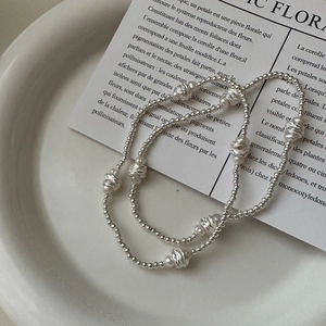 Bracelet en Argent Sterling S925 Minimaliste Avec Künstliche Perles Blanches Style Coréen Bijoux Élastiques de Main pour Femme Accessoires Quotidien