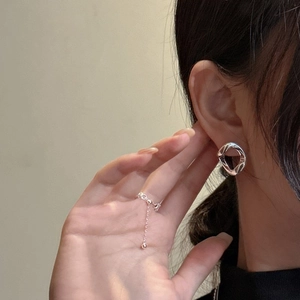 Ensemble minimaliste en argent S925 avec clous d'oreilles et bague effet métal liquide