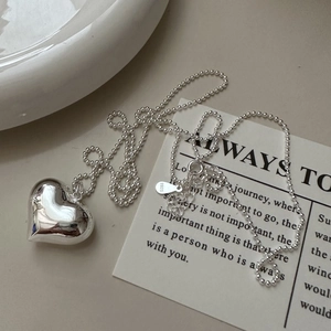 Minimalist S925 Sterling Silver 3D Hollow Heart Pendant Necklace For Women INS Style Elegant Polished Ball Chain Jewelry Gift