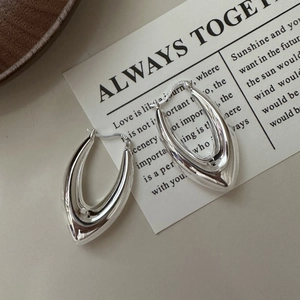 Élégantes boucles d'oreilles créoles S925 en argent sterling avec double couche en U