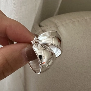 Minimalist 925 Sterling Silver Oval Hoop Earrings For Women Vintage Chunky Geometric High Polished Ear Buckle Jewelry Gift